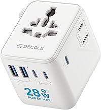 Carregador Universal com Adaptadores de Viagem com 3 portas USB-C e 2 portas USB-A, adaptador portátil tudo em um, para EUA, Reino Unido, UE, Austrália e mais de 224 países (branco) BR2025