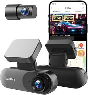 DDPAI N3 Pro Câmera Veicular Frontal e Traseira 1600P+1080P, Dashcam com WiFi, GPS, Sensor G Aplicativo, Visão Noturna, Ampla Faixa Dinâmica, Monitor de Estacionamento 24 Horas(Sem Cartão SD)