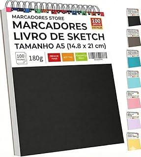 Caderno de Desenho A5, 100 Páginas, Papel 180g, Espiral - Marcadores Store - Para Sketchbook, Lettering, Pintura