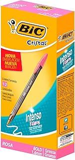 Caneta Esferográfica 1.6mm, BIC, Cristal Intenso Fashion, Rosa, 12 Unidades