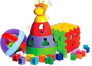 Kit de Brinquedos Educativos Bebês Infantil Menino e Menina 1 ano Didático Encaixar e Montar