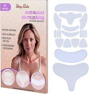 Kit 18 Adesivos Anti Rugas Silicone Rosto, Pescoço e Colo – Reutilizável 30x Lifting Enquanto Dorme Reduz Linhas de Expressão Skin Care Completo Muy Bela
