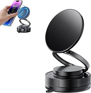 Suporte Magnético para Celular de Carro 360° Ajustável e Dobrável, Portátil com Ventosa Forte para Carro/Ginásio/Espelho/Superfícies Lisas (Preto)