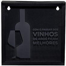 Quadro Decorativo Porta Rolhas Vinho, Quadro Metálico, Preto, Vidro - Geguton