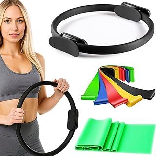 Kit Pilates Completo com Anel de Pilates, Mini Bands e Faixa de Resistência, Equipamento para Exercícios em Casa, Alongamento e Fortalecimento Muscular