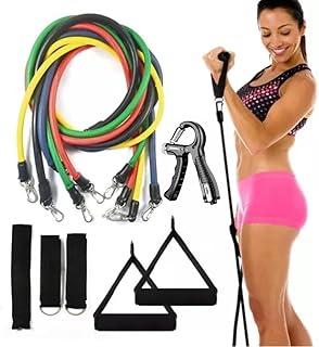 Kit de Elásticos 11 Peças + hand grip para Treino em Casa - Fisioterapia, Ginástica e Pilates - TYDA