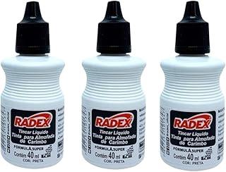 Tinta Para Carimbo Alto Rendimento Escolar Escritório 40ml preto kit com 3 unidades