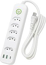 Extensão Elétrica com 5 Tomadas 10A mais 2 USB e 1 USB-C, Cabo Reforçado 2m, Bivolt 2500W, Fixação na Parede, Extensão Elétrica para Casa e Escritório – Organização, Segurança e Alta Eficiência