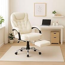 Cadeira De Escritório Itália Presidente Ergonômica Couro Sintético Encosto Ajustável Com Trava E Apoio Para Pés Cor Branco Luvinco