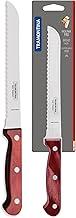 Faca para Pão Tramontina Polywood com Lâmina em Aço Inox e Cabo de Madeira Vermelho 7"