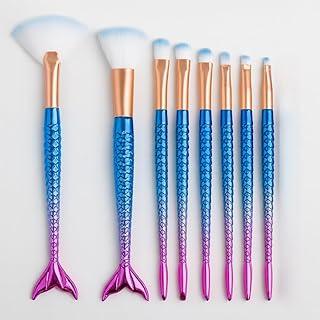 Kit 10 Pincel De Maquiagem Sereia- QHS (Azul/Lilas)