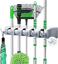 Suporte de Vassoura 2 em 1 Multiuso para Parede Rack de Armazenamento para Garagem Organizador de Ferramentas Jardim 5 Suportes 6 Ganchos