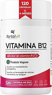 Vitamina B12 Ativa (metilcobalamina) Longa Duração: 4 Meses de Uso, Cápsulas Vegana, 120 Cápsulas,Fortalvit