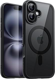 JETech Capa Magnética para iPhone 16 Plus 6,7 Polegadas Compatível com MagSafe, Case à Prova de Choque, Moldura de TPU Fosco Cor Sólida, Capinha Parte Traseira Claro Antirriscos (Preto)