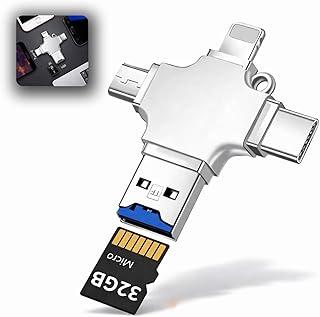 Leitor de Cartão Micro SD 4 em 1 – Adaptador USB, USB-C, Micro USB e Tipo C – Compatível com Celular, Notebook e PC – Transferência Rápida Plug and Play