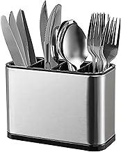 Escorredor Porta Talheres de Inox com 4 Divisórias Organizador de Utensílios Compacto Com Drenagem De Água Aço Inoxidável-IT