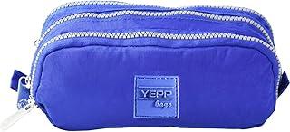 Estojo Escolar Organizador Universitário Grande Triplo 03 Zíper Nylon Resistente Masculino Feminino Volta As Aulas (Azul)