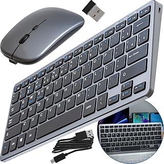 Teclado e Mouse Sem Fio Com Adaptador Bluetooth Para Notebook Desktop Tablet e Celular Super Silecioso + Mouse Premium Carregamento USB-C Layout ABNT2 Padrão Brasil Teclas Por Membrana - Original