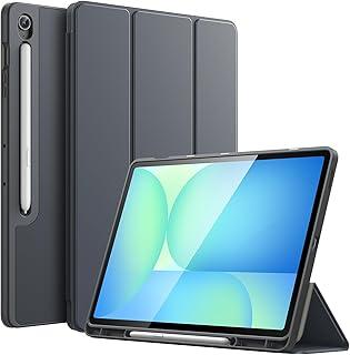 JETech Capa para Samsung Galaxy Tab S10 FE Plus/S10 FE+ 13,1 Polegadas com Porta S Pen, Case Protetora com Suporte Dobrável Triplo em TPU Macio, Compatível com Carregamento S Pen (Cinza)