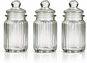 Kit de Potes de Vidro Hermético Transparente 230ml Canelaso Tampa Hermética Conjunto 3 Peças Compartimento Temperos Armazenamento Premium