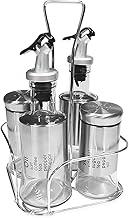 Galheteiro Inox 4 Peças Porta Azeite e Vinagre Saleiro