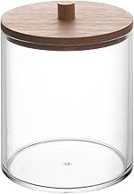 LYOR - Porta Cotonete de Poliestireno com Tampa de Bambu My Box 7cm x 7cm x 8cm