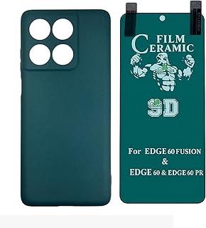 Compativel com Moto Edge 60 Pro - Capinha Capa Veludo Emborrachada Verde Militar + Pelicula de Ceramica 9d