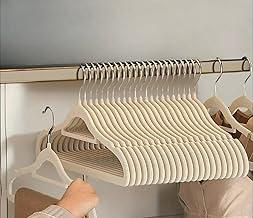 Cabide De Veludo Beje Adulto Ultrafino Slin Antideslizante Kit com 30 Un.Cabides 360°Graus Para Roupas Casacos Camiseta Calça Reforçado Economia De Espaços CSCABIDES