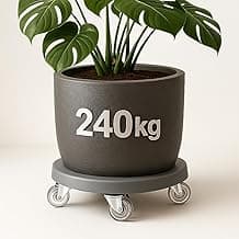 Suporte para Vasos de Plantas Pesados Super Premium Pomar Horta em Vaso 31x31cm Suporta até 240kg com Rodízios de Gel que Não Riscam o Piso 50mm com Freios | Minimalista - by Ateliê TH Wood Art