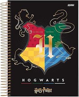 Jandaia - Caderno Espiral Universitário CD 10 Matérias 200 Fls Harry Potter Hogwarts Preta FSC