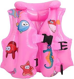 Colete Boia Infantil Rosa Fundo do Mar – Auxílio de Flutuação em PVC 34x30 cm – Piscina, Praia e Clube – 2 Fivelas Ajustáveis – Tamanhos P/M/G – Conforto, Segurança e Diversão