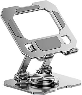 Suporte para Tablet em Aço Carbono Com Metal Resistente Apoio para Mesa Pedestal Portátil Dobrável Articulado Base Rotativa 360º Design Moderno Ajustável Antiderrapante Ampla Compatibilidade