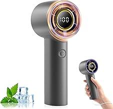 Ventilador Portátil Recarregável de Mão, Mini Ventilador Portátil com Turbo de Alta Velocidade, Ajuste em 100 Níveis, Display LED, 4000mAh 12H – Cinza