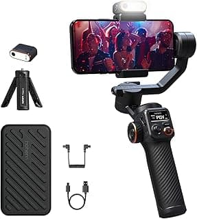 M6 Kit Smartphone Estabilizador Gimbal,Sensor de Rastreamento de AI, Controle Gestos e Rastreamento Objetos, Portátil de 3 eixos com Tripod Vlog LED Fill Light Compatível com Android e iPhone
