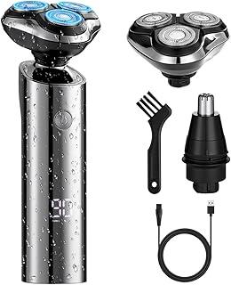 Barbeador Eletrico, BateiaPro Conjunto 2 em 1 de Maquina de Barbear e Aparador de Pelos do Nariz, Com visor de LED da bateria, Máquina de Barbear Recarregável, Aparador de Barba Impermeabilida IPX7