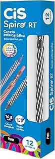 Caneta Esferográfica CIS Spiro RT 0.7mm – Preta, Caixa com 12 Unidades - Retrátil, Ponta Agulha, Escrita Suave com 15.02% de desconto por R$ 50,97 na amazon