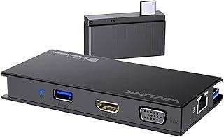 Dock para laptop, estação de acoplamento Wavlink 9-em-1 USB 3.0, leitor de cartão SD/TF destacável, 4K HDMI + 1080P VGA, USB 3.0, RJ45, para Mac/Windows, unidade SMI necessária