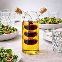 Galheteiro 2 em 1 Vidro Borossilicato para Azeite e Vinagre 70ml e 280ml Garrafa Dupla Transparente Com Tampas de Cortiça para Cozinha e Mesa