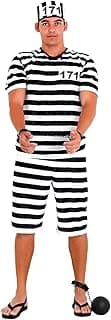 Sulamericana Fantasias Presidiario Curto Adulto, P 38/40, Preto/Branco