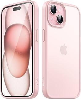 JETech Capa Fosca para iPhone 15 Plus 6,7 Polegadas, Proteção Contra Quedas à Prova de Choque, Case Traseira Translúcida Fosca para Telefone, Capinha Anti-Impressão Digital (Rosa)