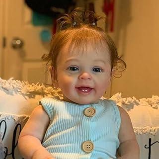 Bebê Reborn Silicone de Boneca Realista Pintado Menina Original (Olhos Azuis Menina 55cm)