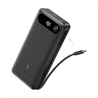 Anker Power Bank, 20.000mAh Carregador Portátil para Notebook com Cabo USB-C Integrado, 3-Portas 87W Máx Carregamento Rápido, Compatível com MacBook, iPhone 17/16/15, Samsung, Xiaomi,Switch e Mais