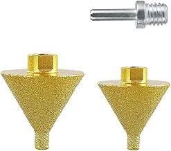 Broca Cônica Diamantada Para Cerâmica, 38mm e 50mm, M14, Dourado, 2 Peças com Adaptador