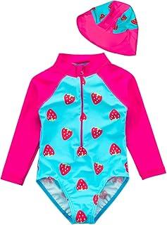 Pulpo Maiô Bebê Menina com Manga Longa em Nylon Com Chapéu by Acqua di Mare