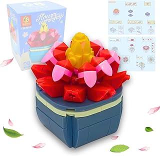 Conjunto de Blocos de Montar Flor Decorativa 115 Peças - Brinquedo Educativo de Construção Criativa com Peças Compatíveis, Design Floral e Cores