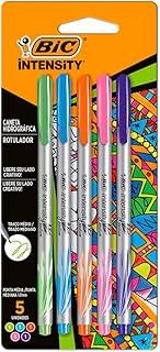 Caneta Hidrográfica BIC Intensity, 5 Cores Vibrantes, Ponta Média de 1.0mm, 971129, Blister 1 Unidade