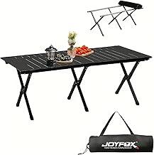 JOYFOX Mesa Dobrável de Camping 120cm – Aço Leve, Portátil com Bolsa, Impermeável, Montagem Rápida, Estável com Pés Antiderrapantes para Churrasco, Praia e Piquenique