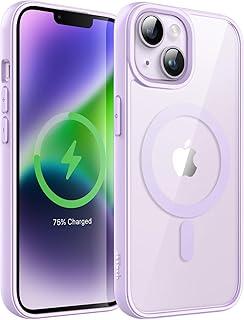 JETech Capa Magnética para iPhone 14 6,1 Polegadas Compatível com MagSafe, Case Protetora, Moldura de TPU Fosco, Capinha Parte Traseira Transparente Antiarranhões (Roxo)