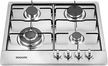 SUGGAR COOKTOP A GÁS 4 BOCAS MESA EM AÇO INOX TRIPLA CHAMA LATERAL BIVOLT FG4134IX