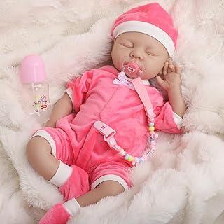 Boneca Bebê Reborn de Silicone Sólido Menina Macio com Roupas Acessórios (Menina Vermelha 48cm)